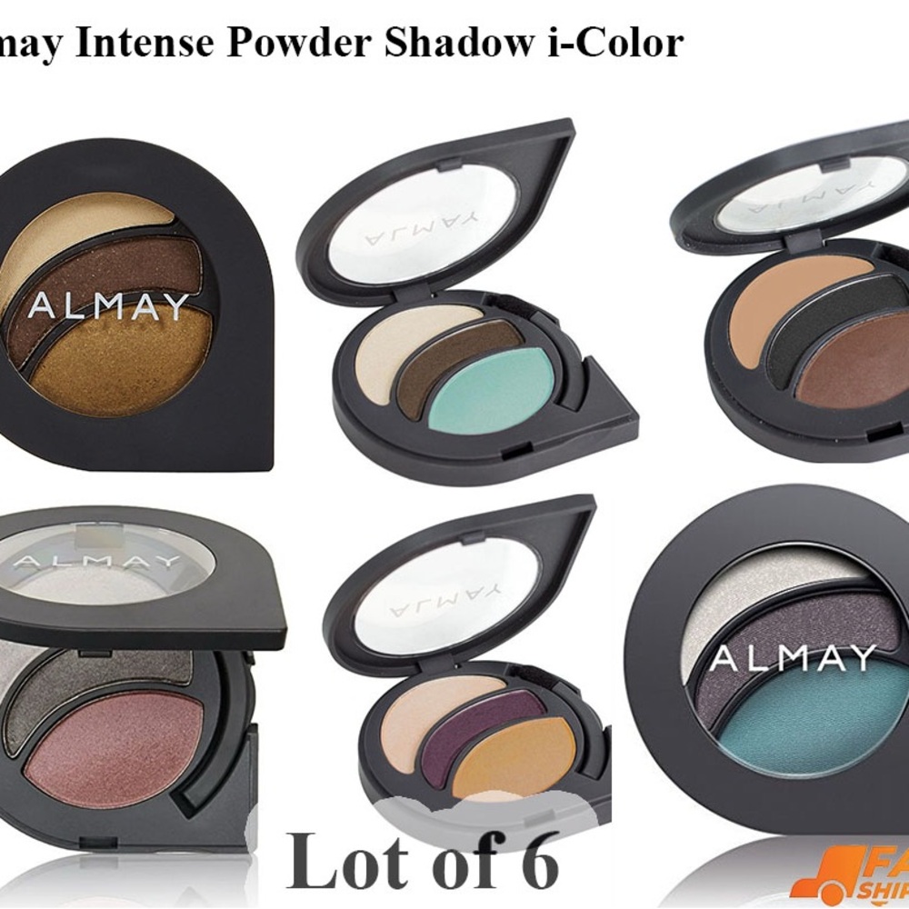 6 pk: Almay Eyeshadow Trio Set — Teal, Gold, Brown, Cream, Plum, Silver